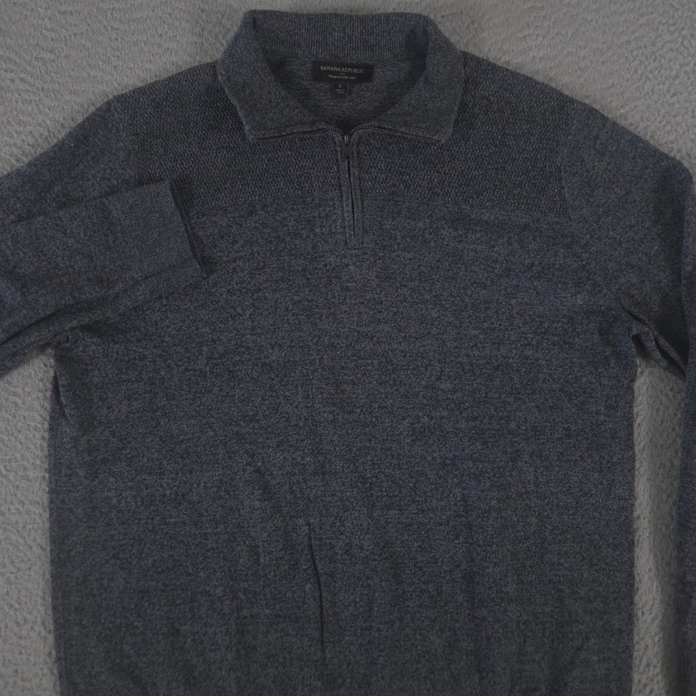 Banana Republic Sweater Mens Large Premium Luxe Half Zip Cotton Silk Cashmere